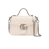 BORSA A MANO MINI DONNA GG MARMONT MATELASSÉ BIANCO