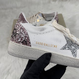 Ball Star con stella in glitter argento e talloncino in glitter rosa