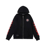 CHRM HRTS Hoodie Black Red Embroidered CH081