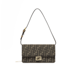 PORTAFOGLIO A CATENA BAGUETTE IN TESSUTO FF MARRONE