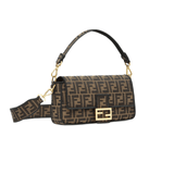 BORSA BAGUETTE IN TESSUTO JACQUARD FF MARRONE