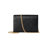 PORTAFOGLIO IN PELLE GG CON CATENA NERO